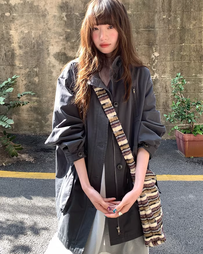 Gray Zip Button Outer  BU0155