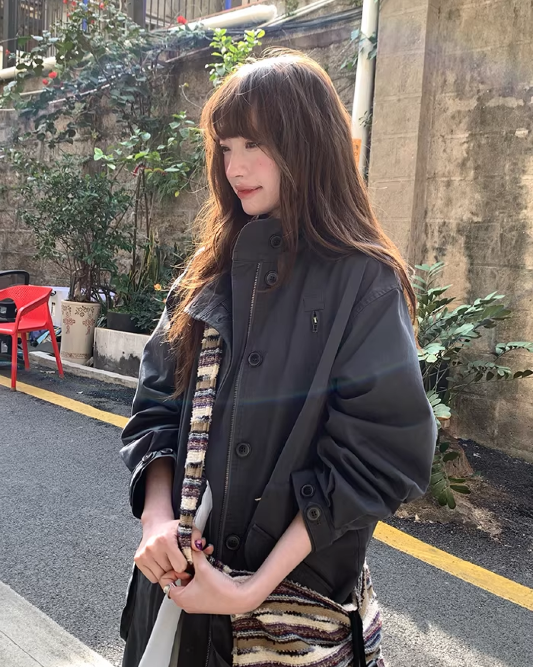 Gray Zip Button Outer  BU0155