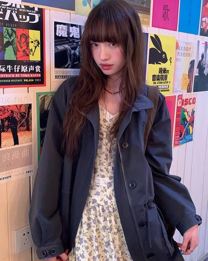 Gray Zip Button Outer  BU0155