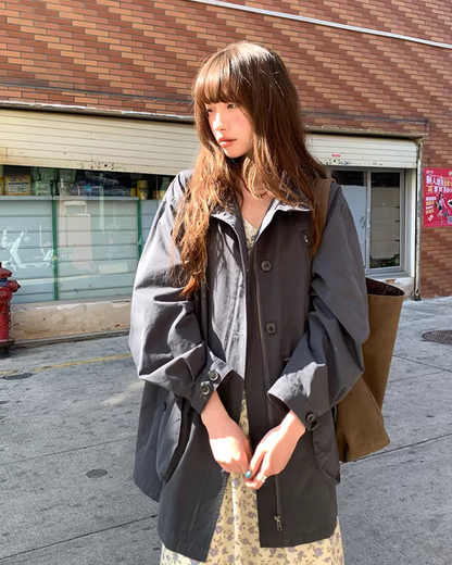 Gray Zip Button Outer  BU0155