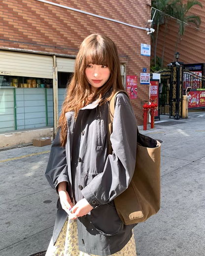 Gray Zip Button Outer  BU0155