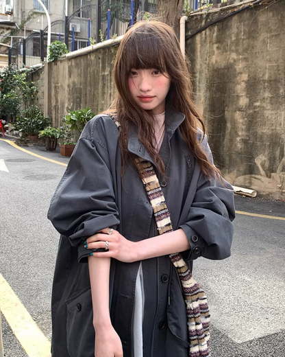 Gray Zip Button Outer  BU0155