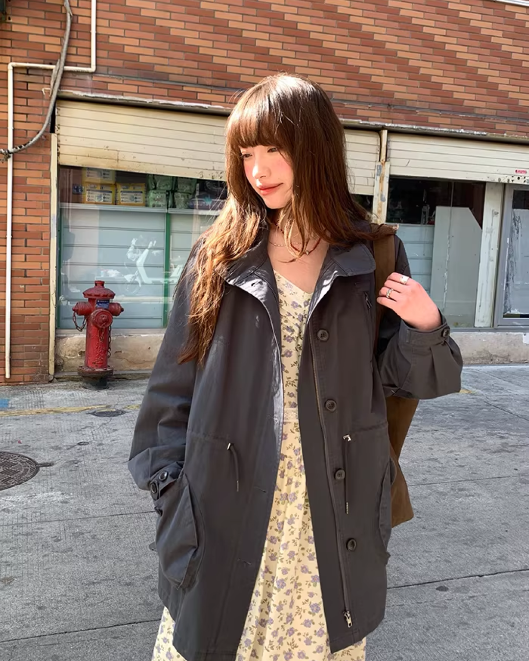 Gray Zip Button Outer  BU0155