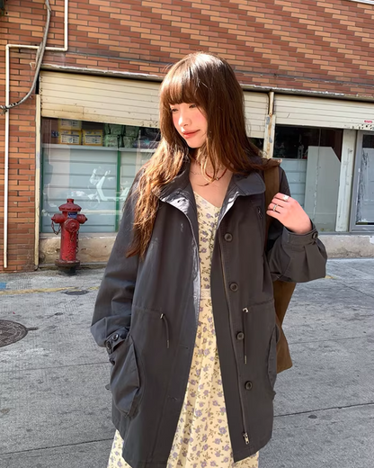 Gray Zip Button Outer  BU0155