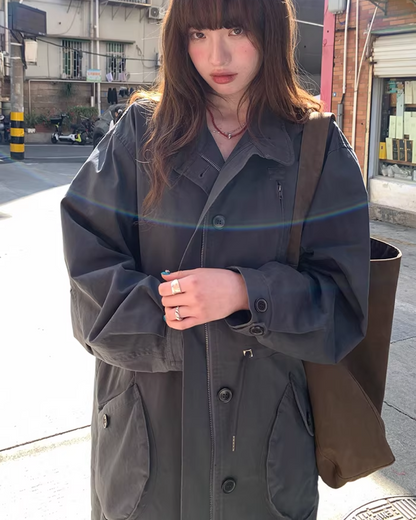 Gray Zip Button Outer  BU0155