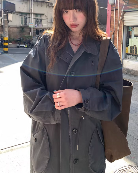 Gray Zip Button Outer  BU0155