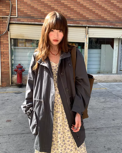 Gray Zip Button Outer  BU0155