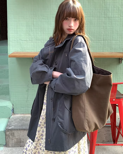 Gray Zip Button Outer  BU0155