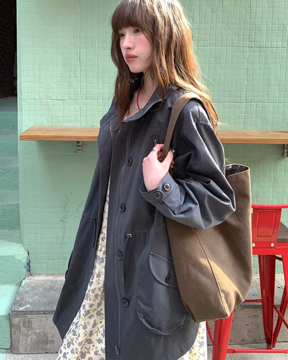 Gray Zip Button Outer  BU0155