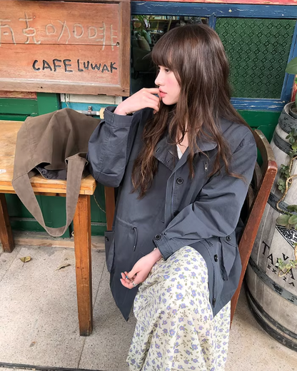 Gray Zip Button Outer  BU0155