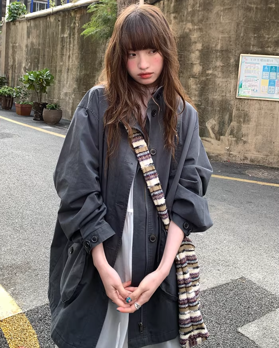 Gray Zip Button Outer  BU0155