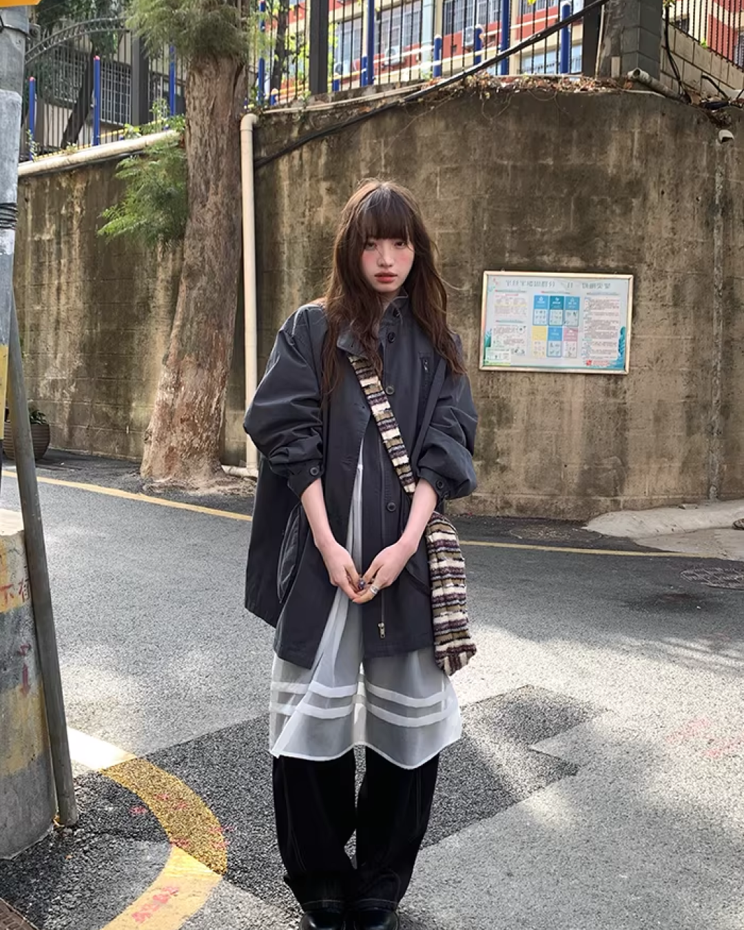 Gray Zip Button Outer  BU0155