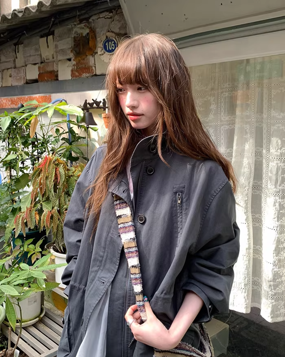 Gray Zip Button Outer  BU0155