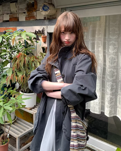 Gray Zip Button Outer  BU0155