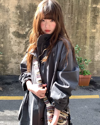 Gray Zip Button Outer  BU0155