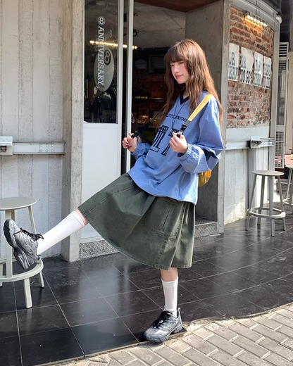 Side Pocket Middle Skirt  BU0157