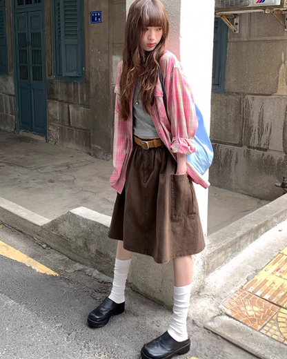 Side Pocket Middle Skirt  BU0157