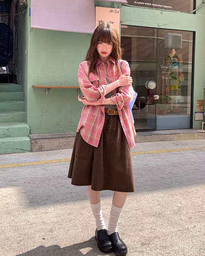 Side Pocket Middle Skirt  BU0157