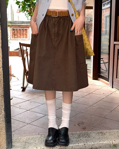 Side Pocket Middle Skirt  BU0157