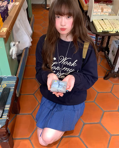 Double Layered Blue Check Skirt  BU0158