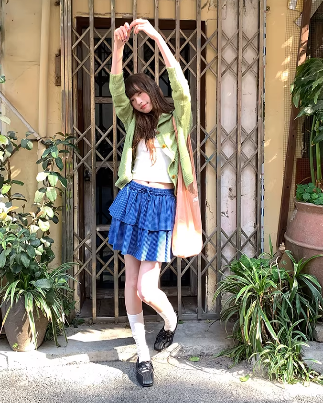 Double Layered Blue Check Skirt  BU0158