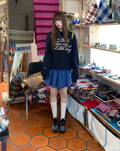 Double Layered Blue Check Skirt  BU0158