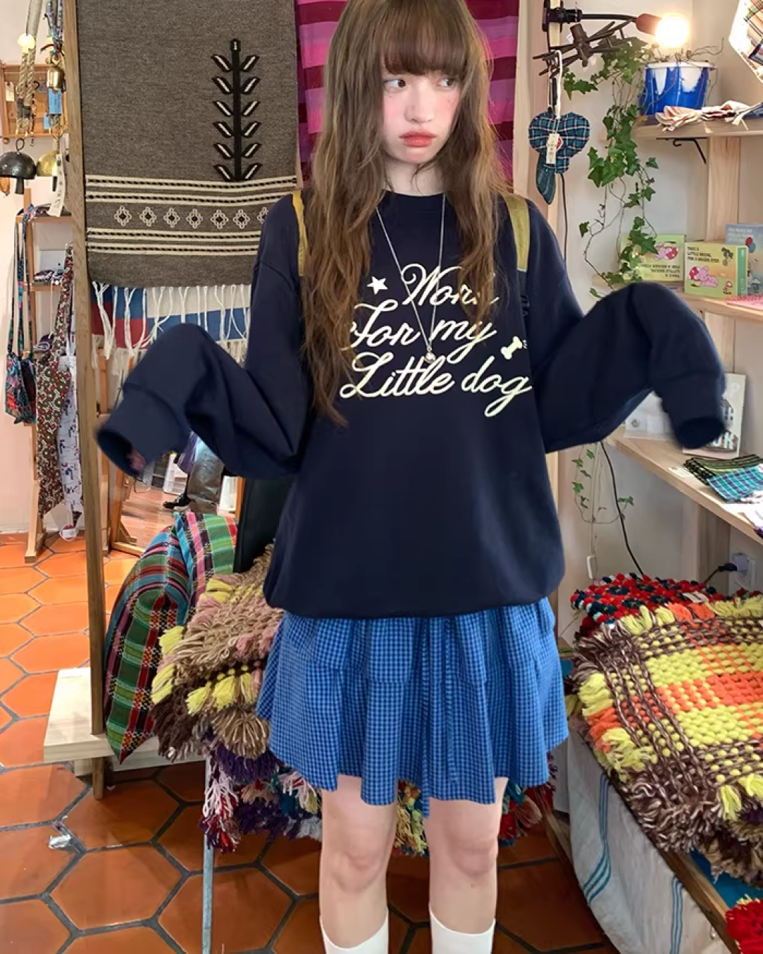 Double Layered Blue Check Skirt  BU0158