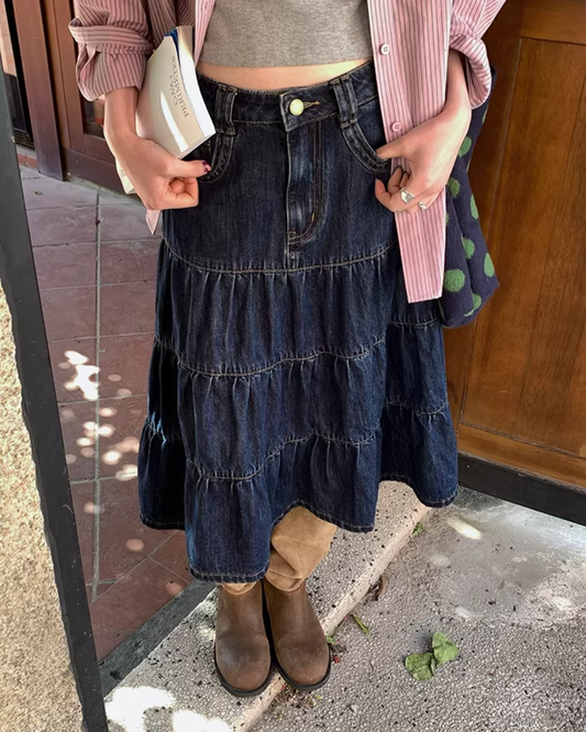 Retro Wash Denim Skirt  BU0159