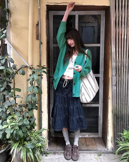 Retro Wash Denim Skirt  BU0159