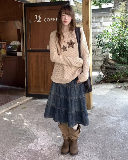 Retro Wash Denim Skirt  BU0159