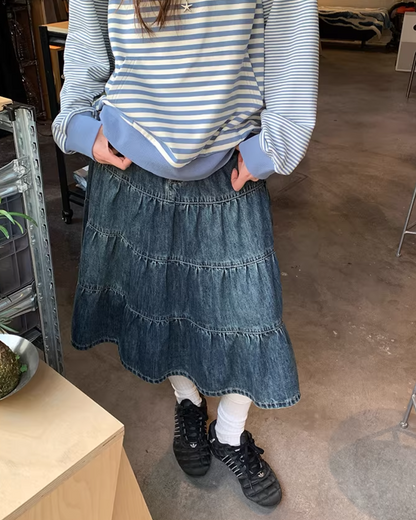 Retro Wash Denim Skirt  BU0159