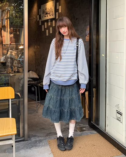 Retro Wash Denim Skirt  BU0159