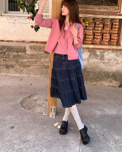 Retro Wash Denim Skirt  BU0159