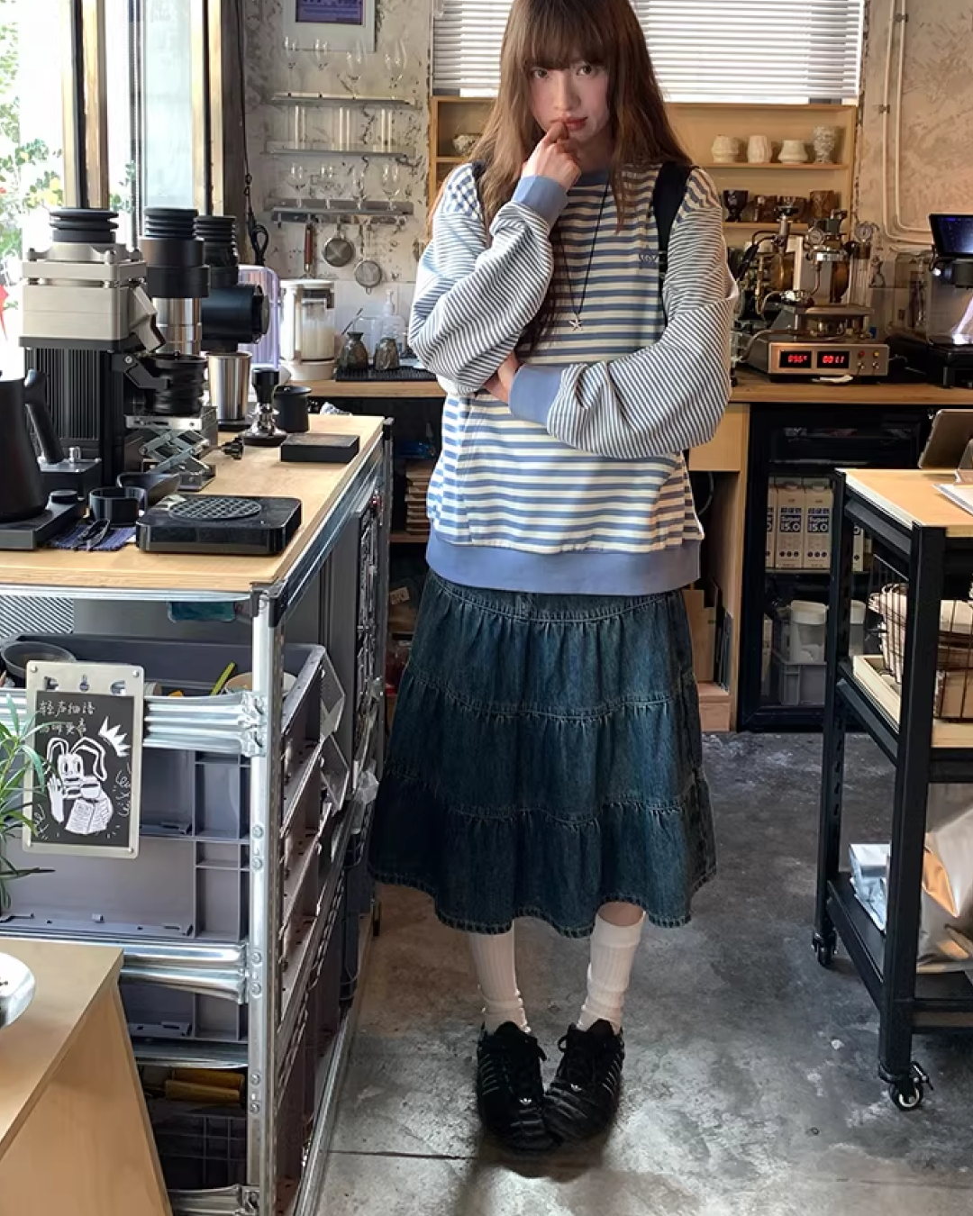 Retro Wash Denim Skirt  BU0159