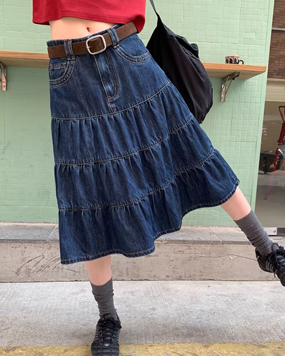Retro Wash Denim Skirt  BU0159