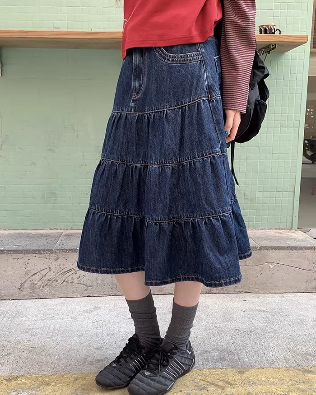 Retro Wash Denim Skirt  BU0159