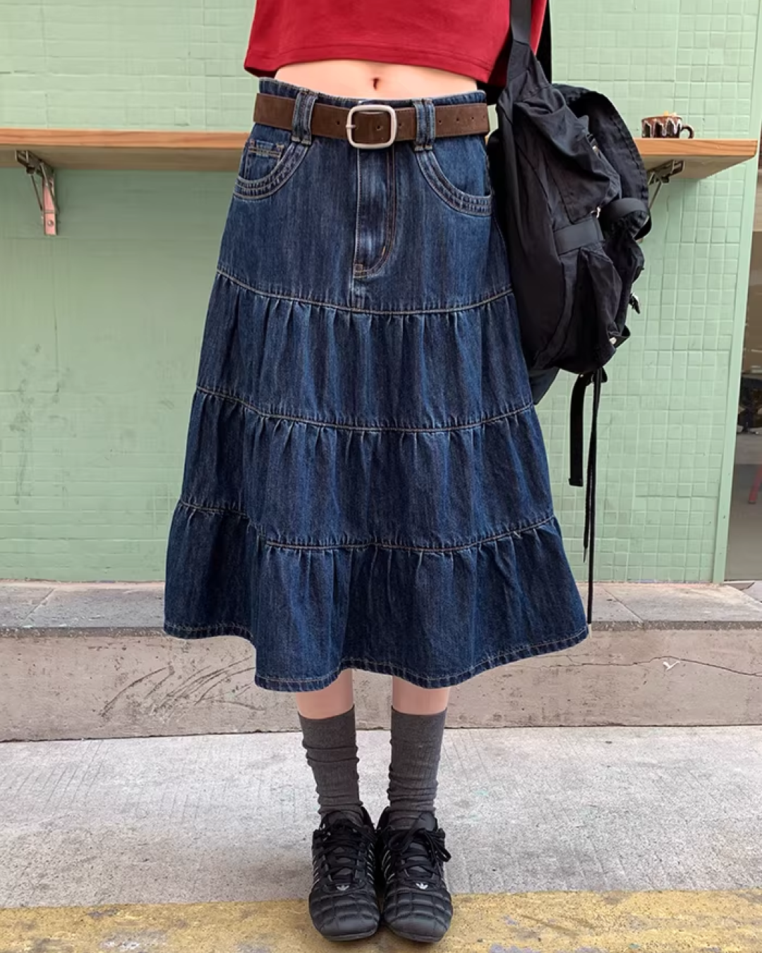 Retro Wash Denim Skirt  BU0159