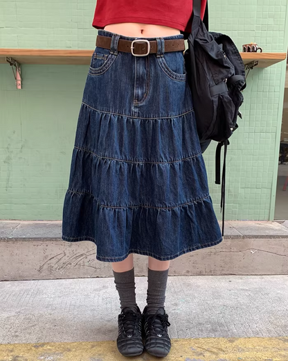 Retro Wash Denim Skirt  BU0159