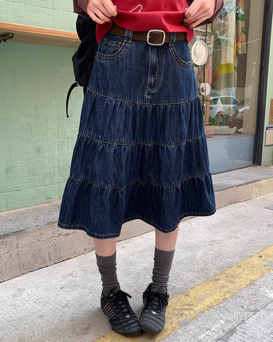 Retro Wash Denim Skirt  BU0159
