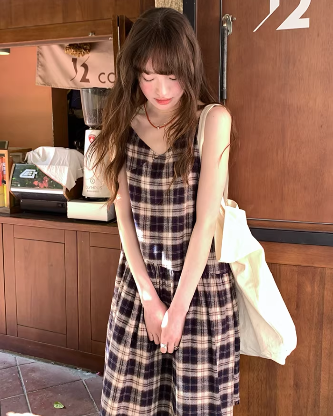 Check Camisole Dress  BU0161