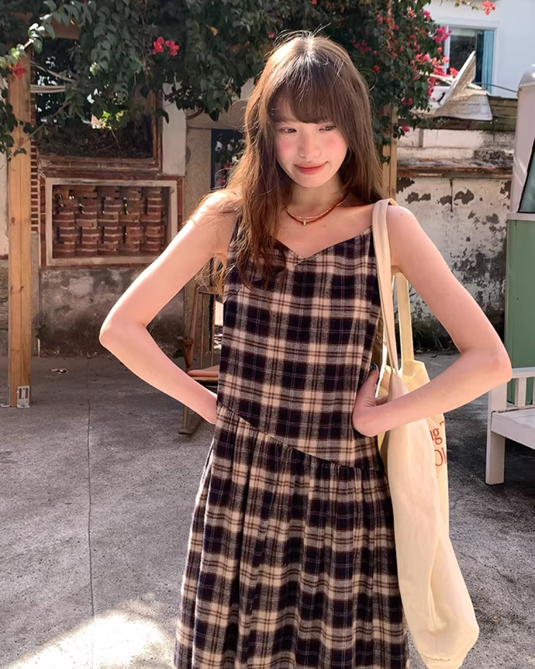 Check Camisole Dress  BU0161