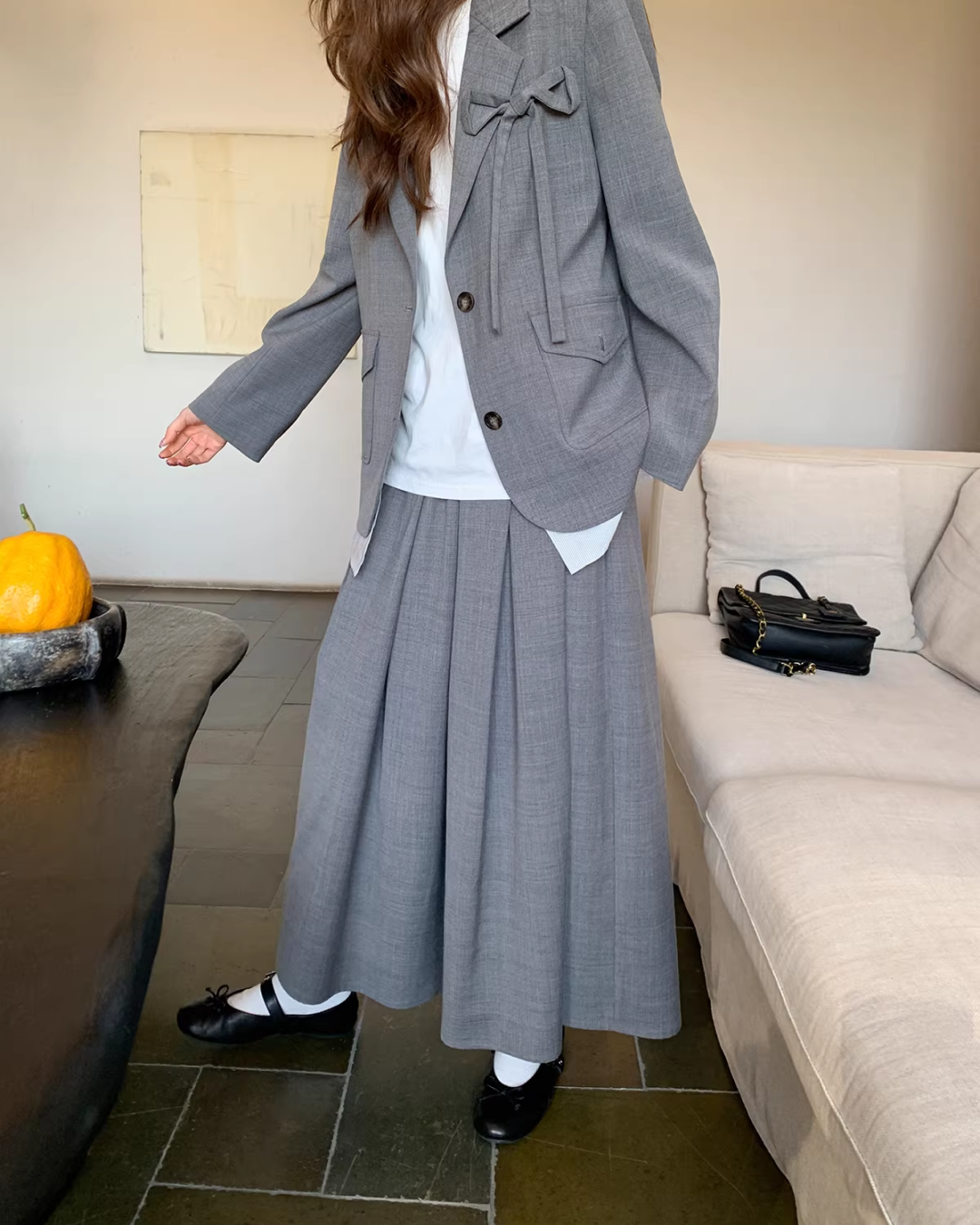 Lace Layerd Jacket & Pleated Long Skirt BU0168