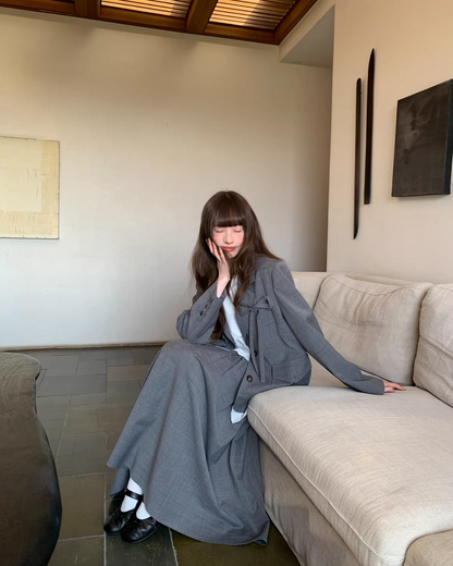 Lace Layerd Jacket & Pleated Long Skirt BU0168