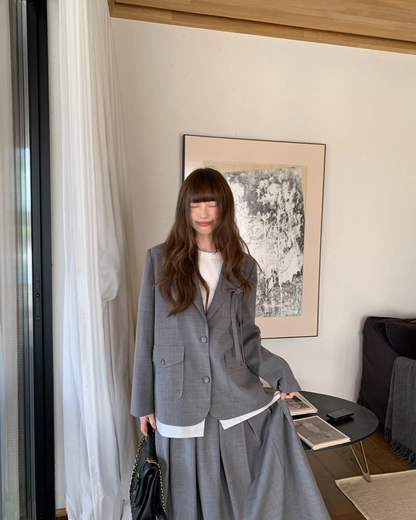 Lace Layerd Jacket & Pleated Long Skirt BU0168