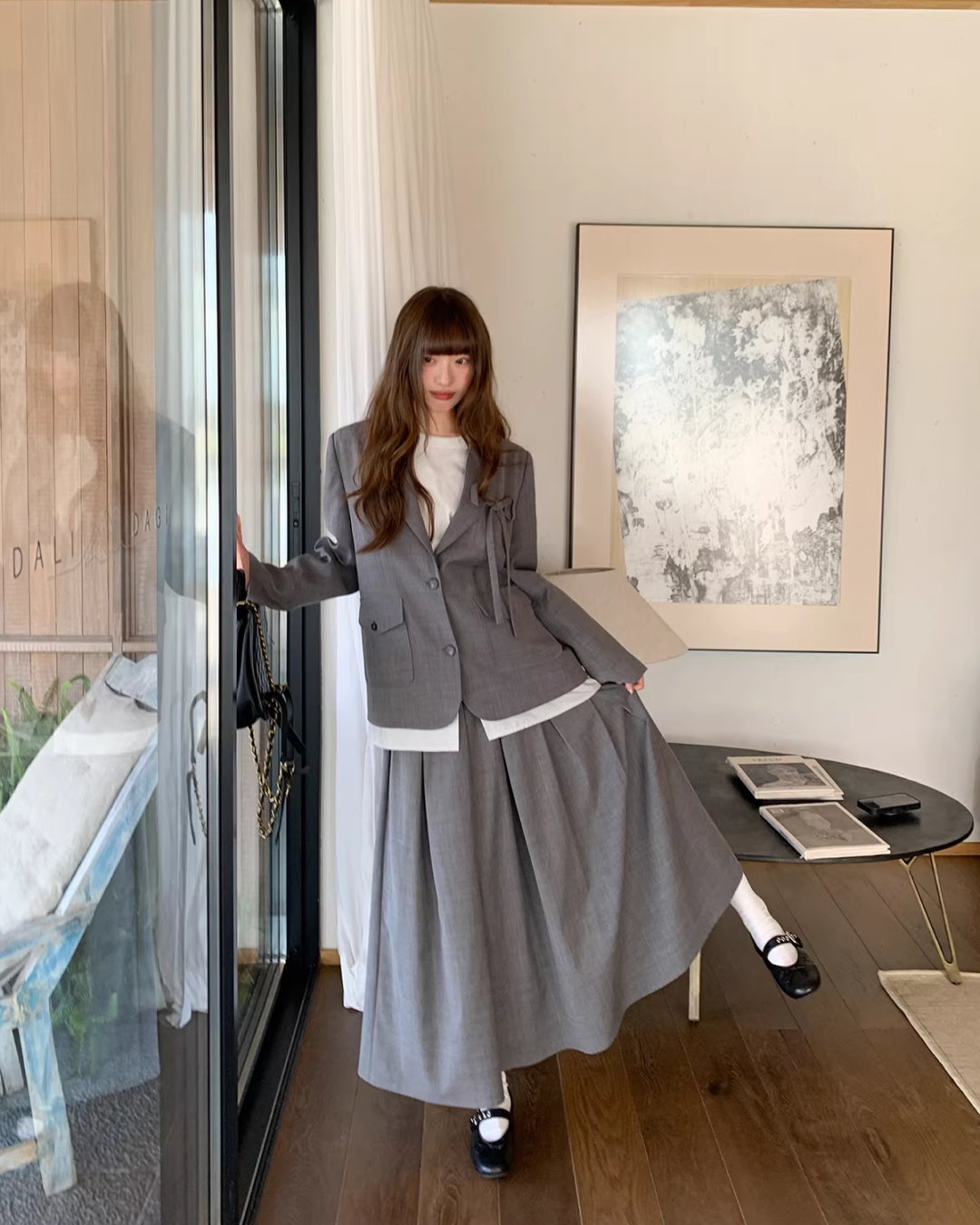 Lace Layerd Jacket & Pleated Long Skirt BU0168