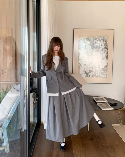 Lace Layerd Jacket & Pleated Long Skirt BU0168