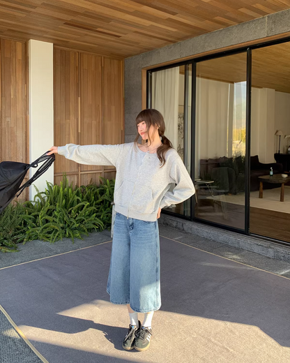 Off-shoulrer Zip Sweatshirt BU0170