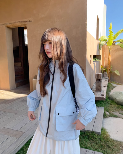 Lightblue Check Zip Outer BU0171