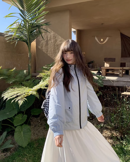 Lightblue Check Zip Outer BU0171