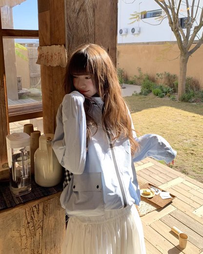 Lightblue Check Zip Outer BU0171